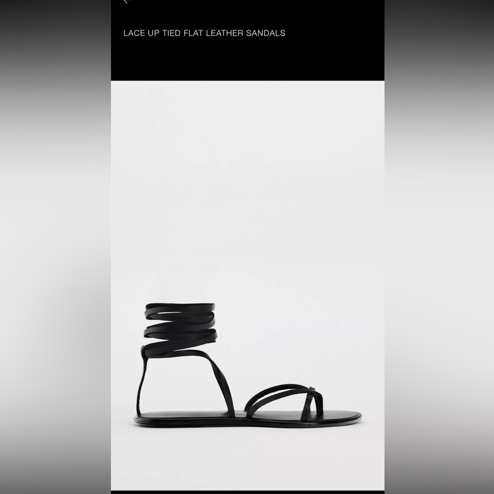 Zara Black Leather Lace-Up Sandals